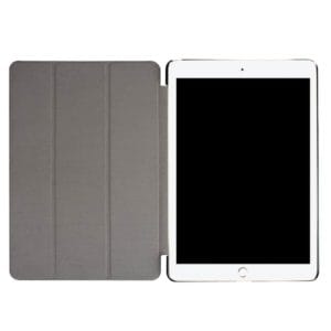 smart case for ipad pro 10.5 inch pu litchi texture 3 folding clear back cover with holder (black)
