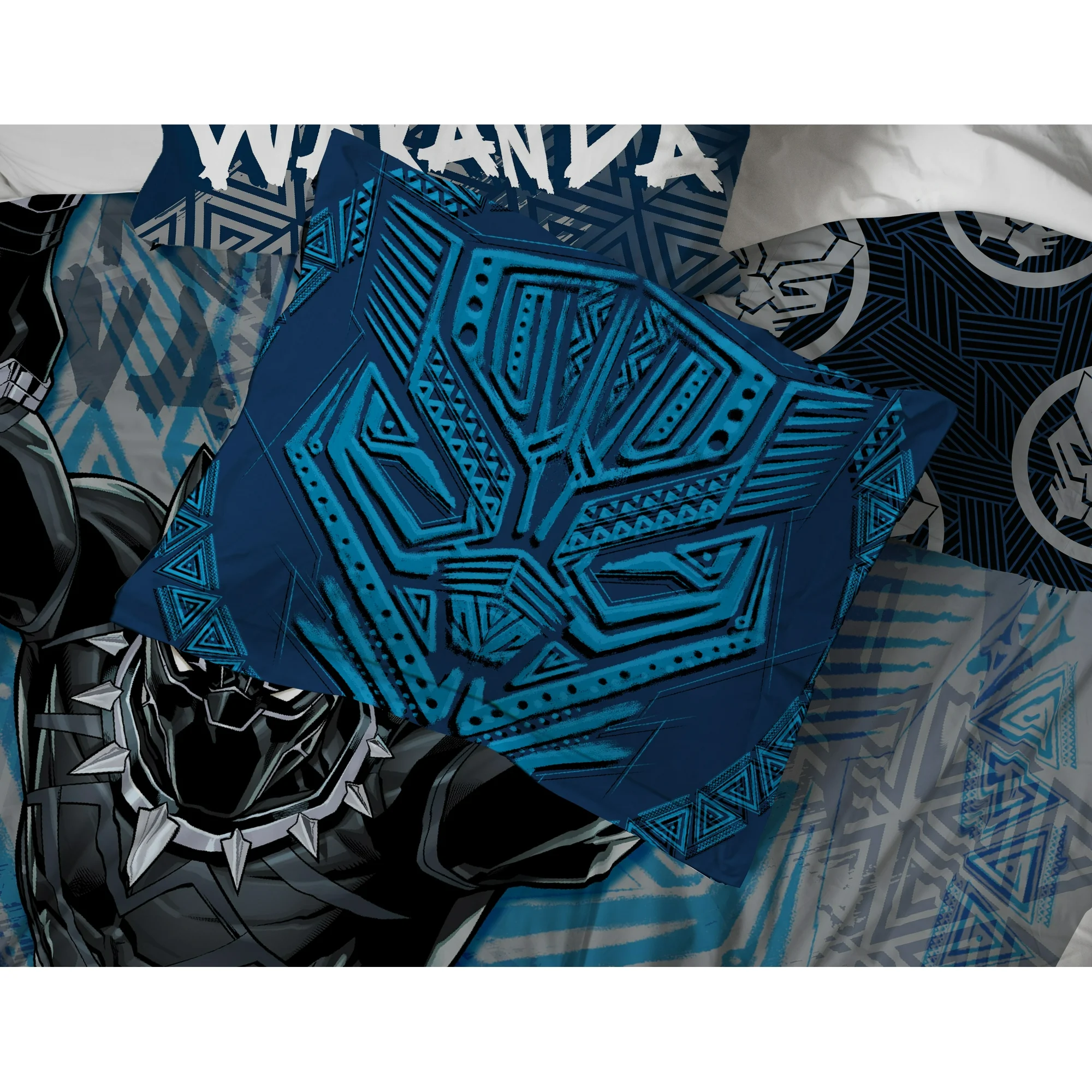 black panther king of wakanda twin/full reversible comforter & sham set, kids