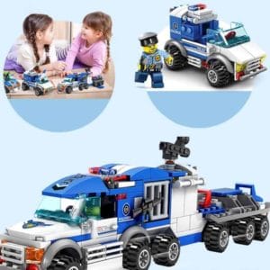 city police children diy enlightenment assembled building blocks educational intelligence 4 in 1 toy