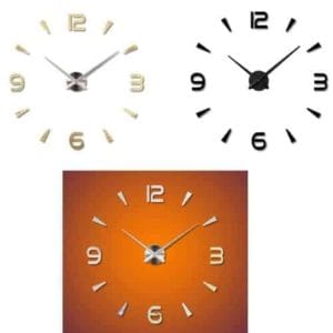 home decoration watch frameless 3d mirror large diy wall sticker mute clock, size: 100*100cm (gold)