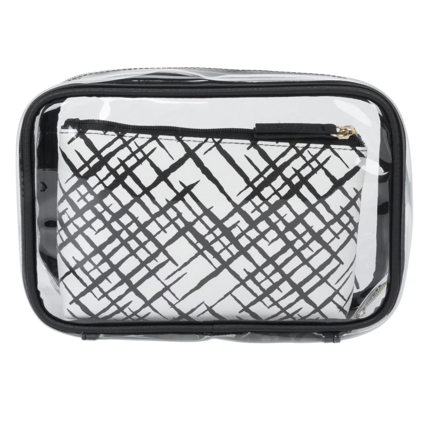 equate beauty cosmetic bag crosshatch 3pc set trendy organizer