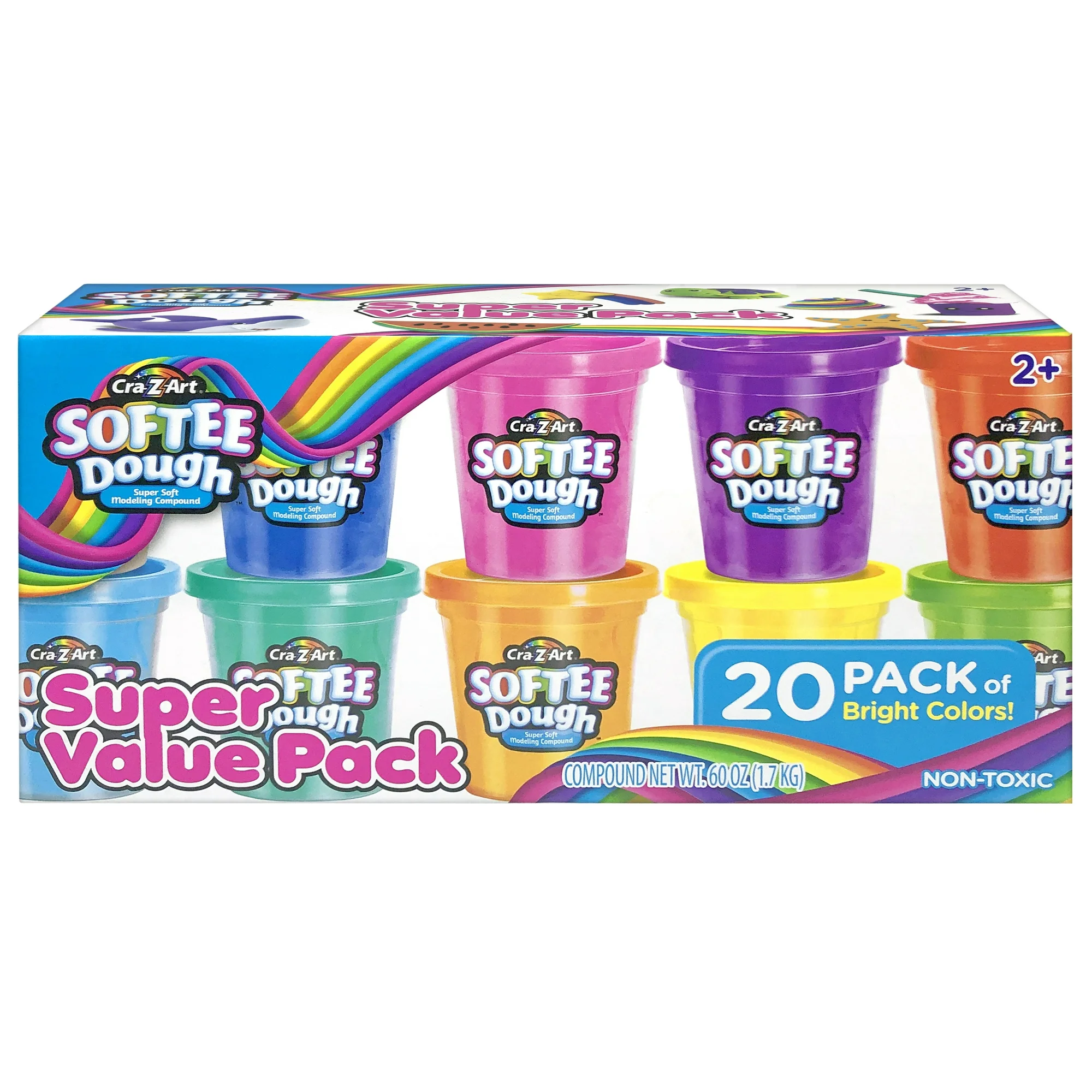 cra z art softee dough 20 count 3oz cans, multicolor, unisex child ages 2 and up