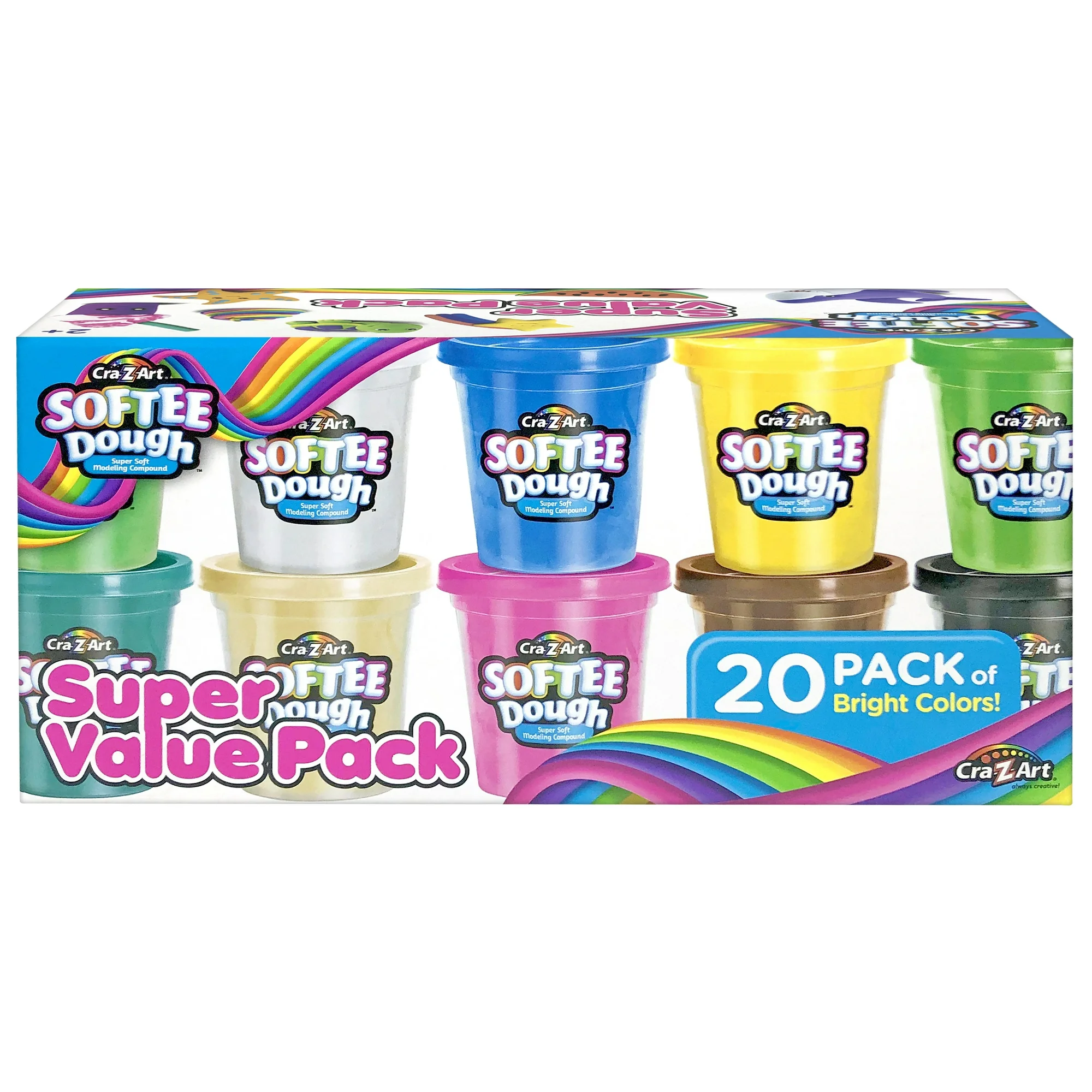 cra z art softee dough 20 count 3oz cans, multicolor, unisex child ages 2 and up