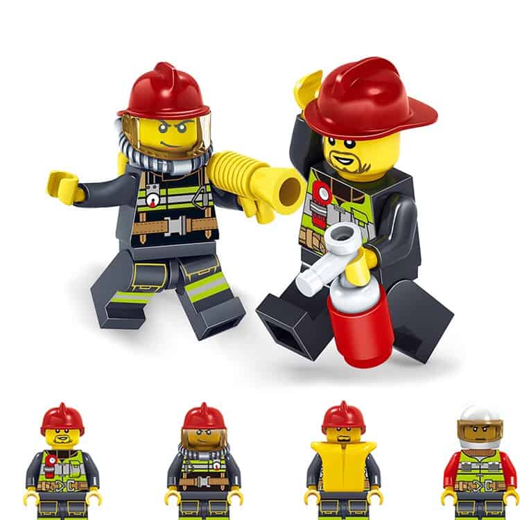 4 in 1 sets fire fighting car helicopter boat building blocks compatible city firefighter educational construction bricks toys