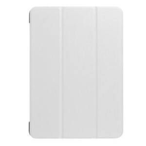 smart case for ipad pro 10.5 inch pu litchi texture 3 folding clear back cover with holder (white)