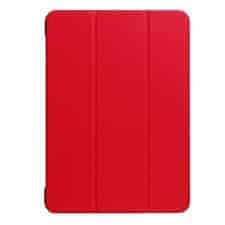 smart case for ipad pro 10.5 inch pu litchi texture 3 folding clear back cover with holder (red)