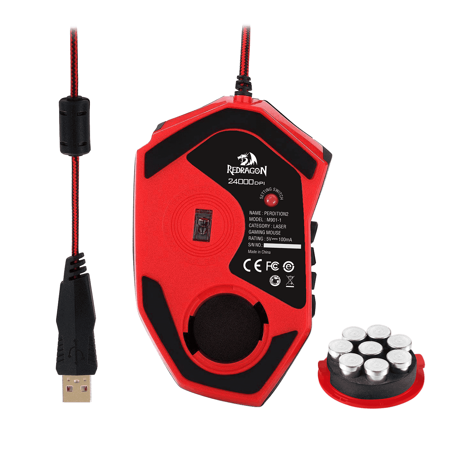 redragon m901 perdition 24000dpi mmo mouse led rgb wired gaming mouse(black)