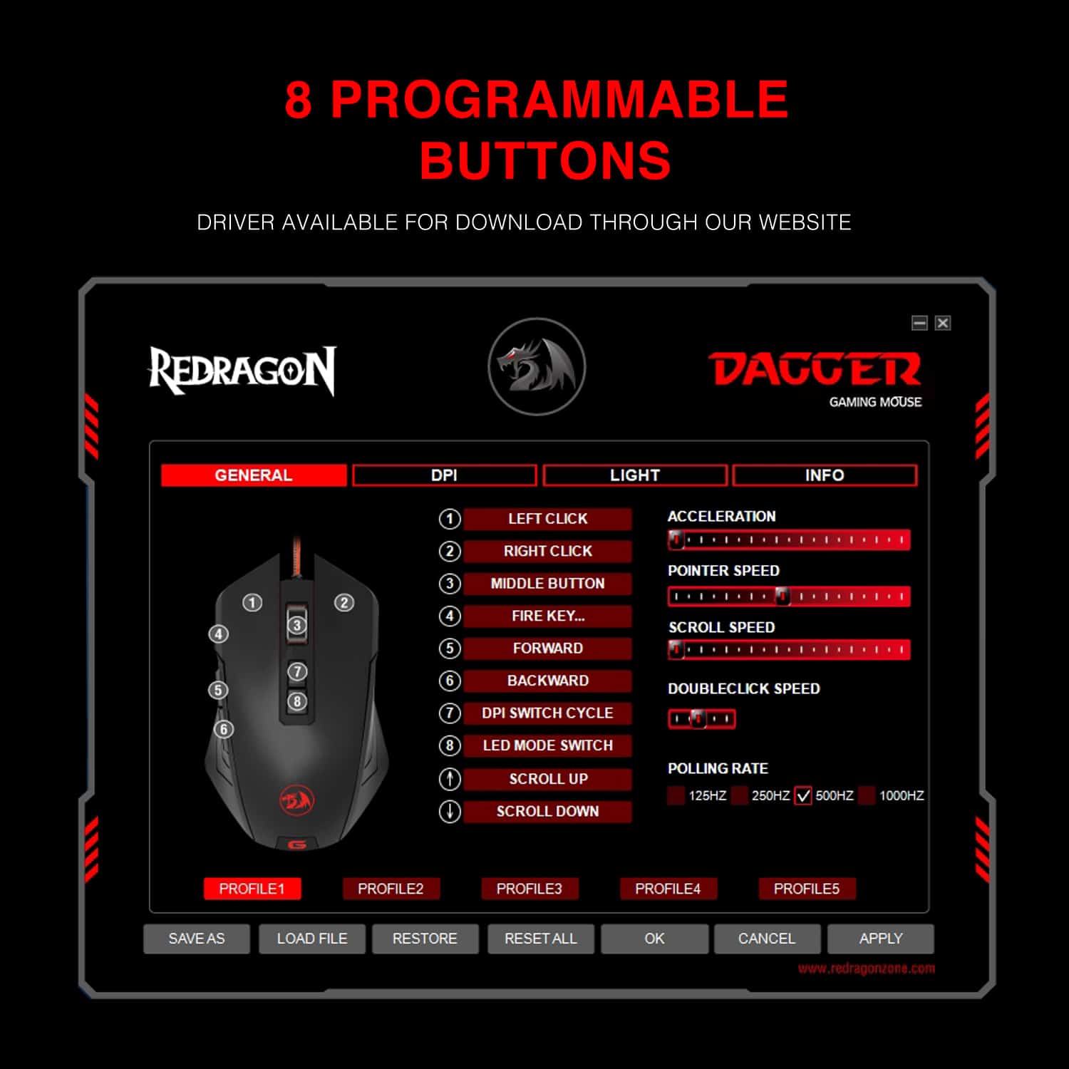 redragon m715 dagger high precision programmable gaming mouse with 7 rgb backlight modes