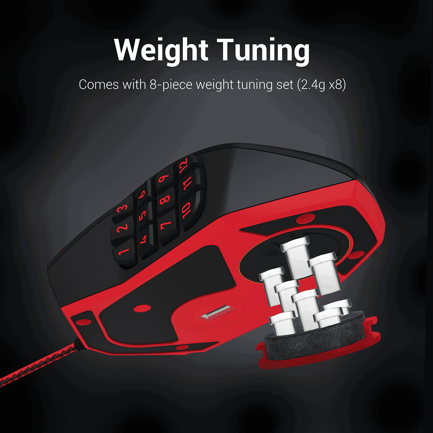 redragon m901 perdition 24000dpi mmo mouse led rgb wired gaming mouse(black)