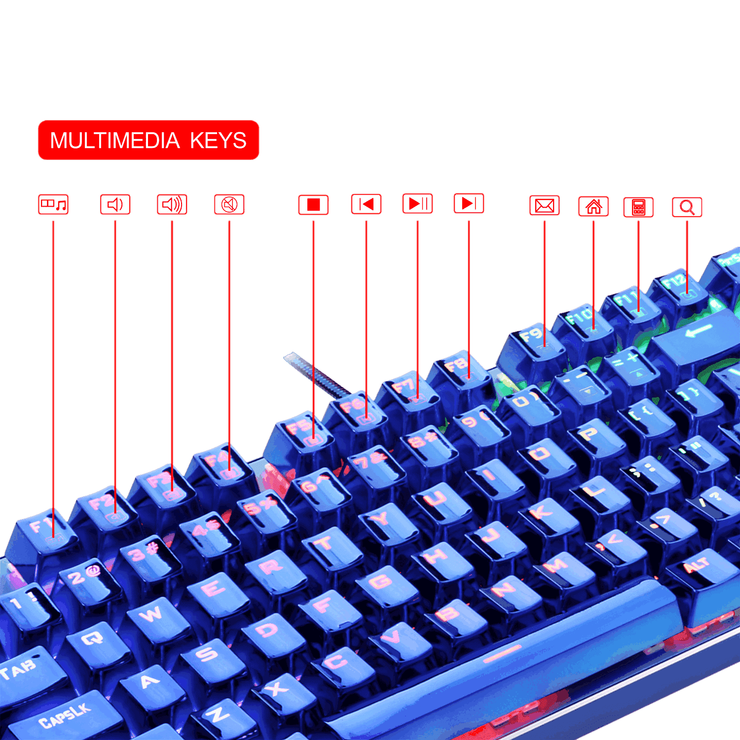 redragon k566b rgb mechanical gaming keyboard, rgb backlit, blue switches, solid durable all aluminum construction, stylish metallic blue electroplated keys and base, 87 standard keys