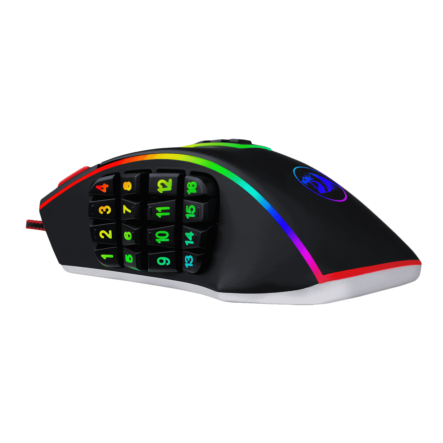 redragon m990 legend 24000 dpi high precision programmable laser gaming mouse for pc, mmo fps, 16 side buttons, 5 programmable user profiles, 5 led lighting modes (black)