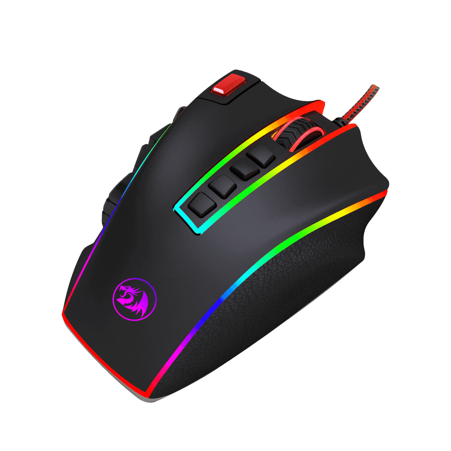 redragon m990 legend 24000 dpi high precision programmable laser gaming mouse for pc, mmo fps, 16 side buttons, 5 programmable user profiles, 5 led lighting modes (black)