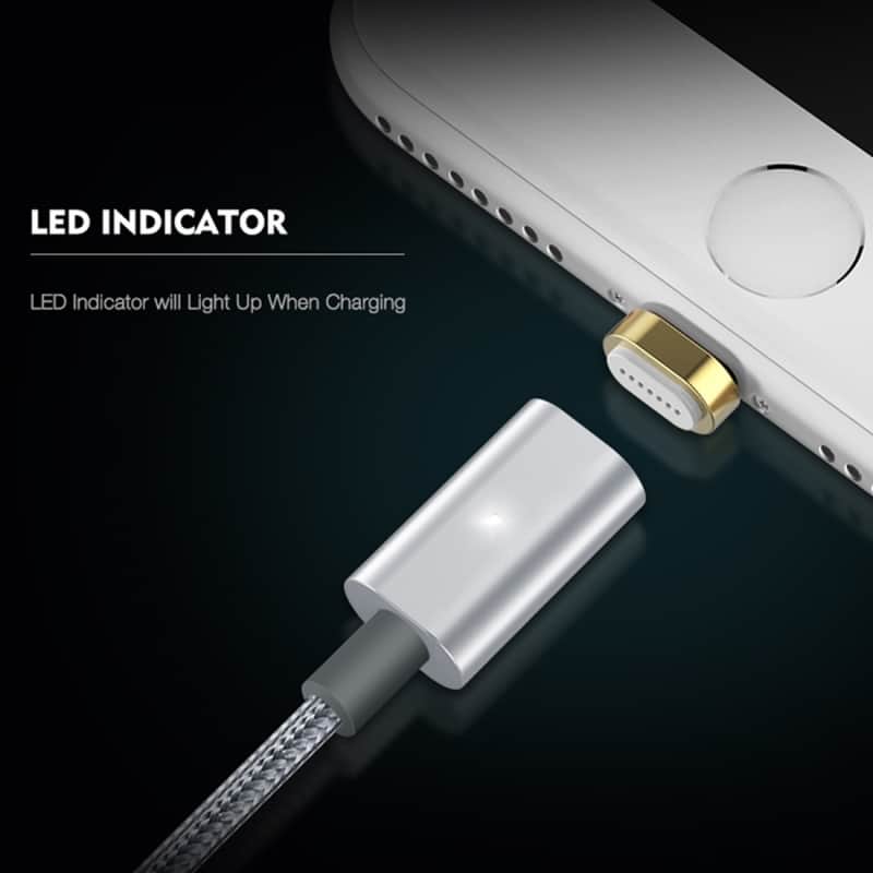 floveme 3 in 1 2.4a 1m nylon weave style 8 pin + micro usb + type c magnetic data sync charging cable (rose gold)