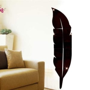 diy feather style acrylic mirror wall stickers home room mural decoration art wall sticker size 30*120cm (black)