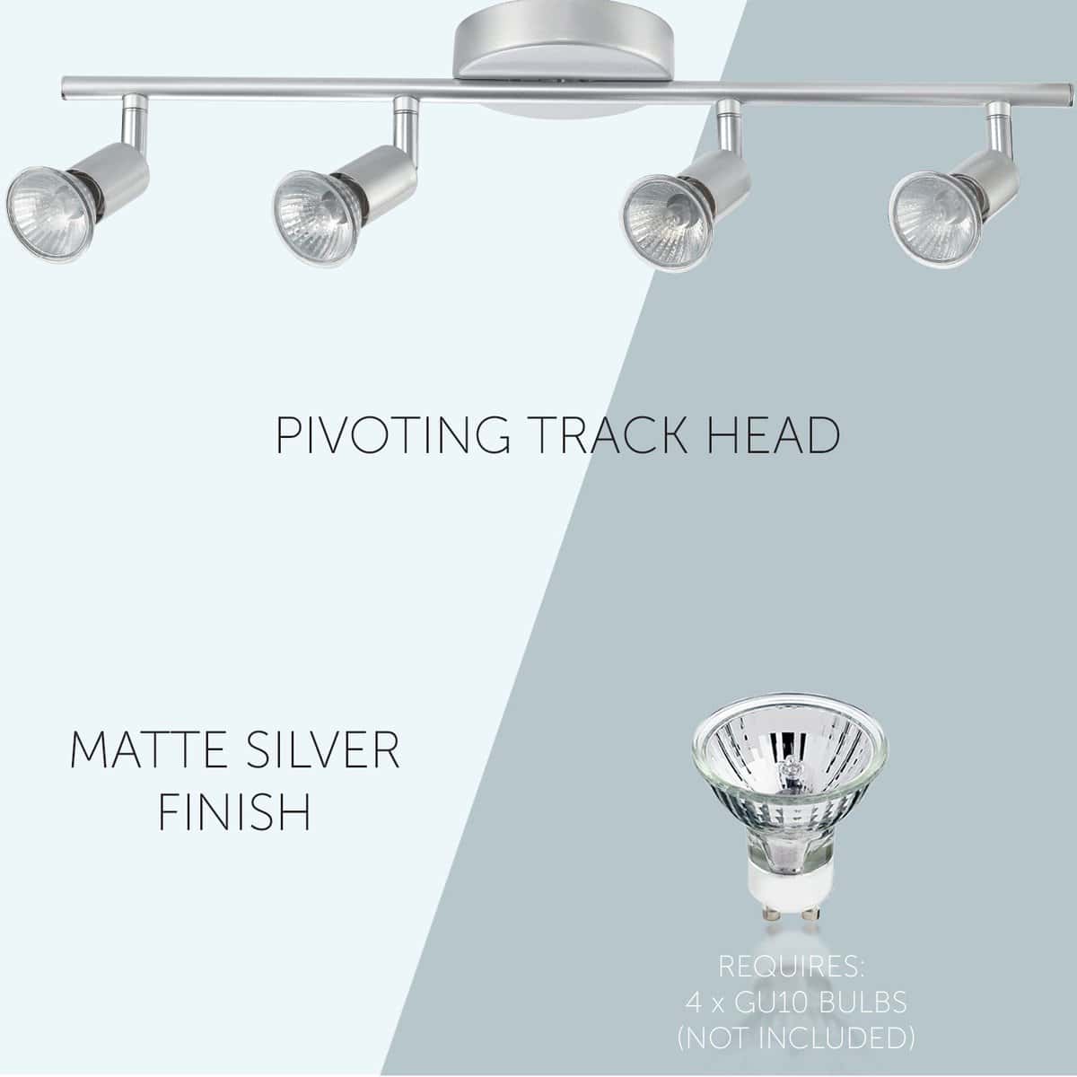 globe electric payton 4 light matte silver track lighting kit