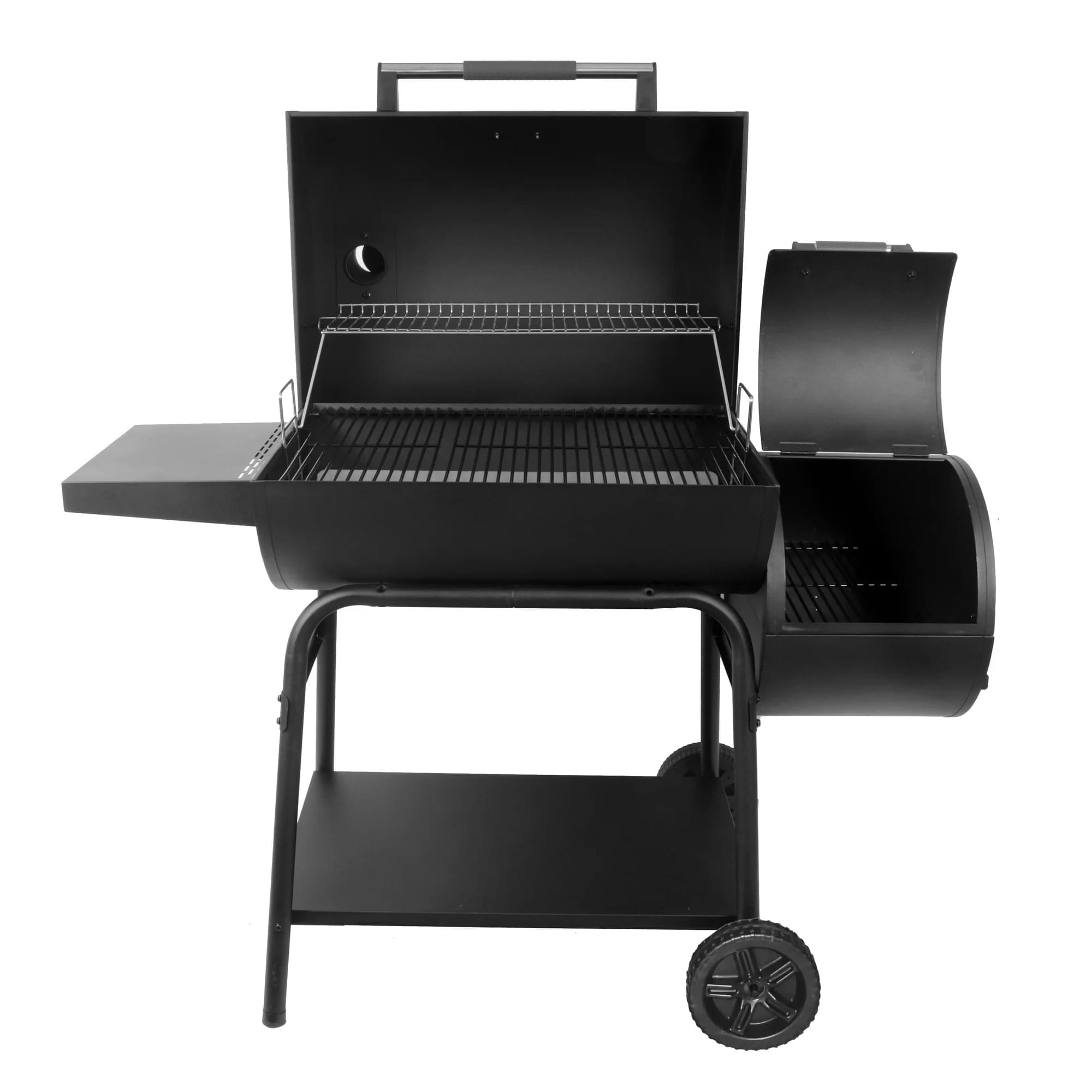 expert grill 28" offset steel charcoal smoker grill with side firebox, black