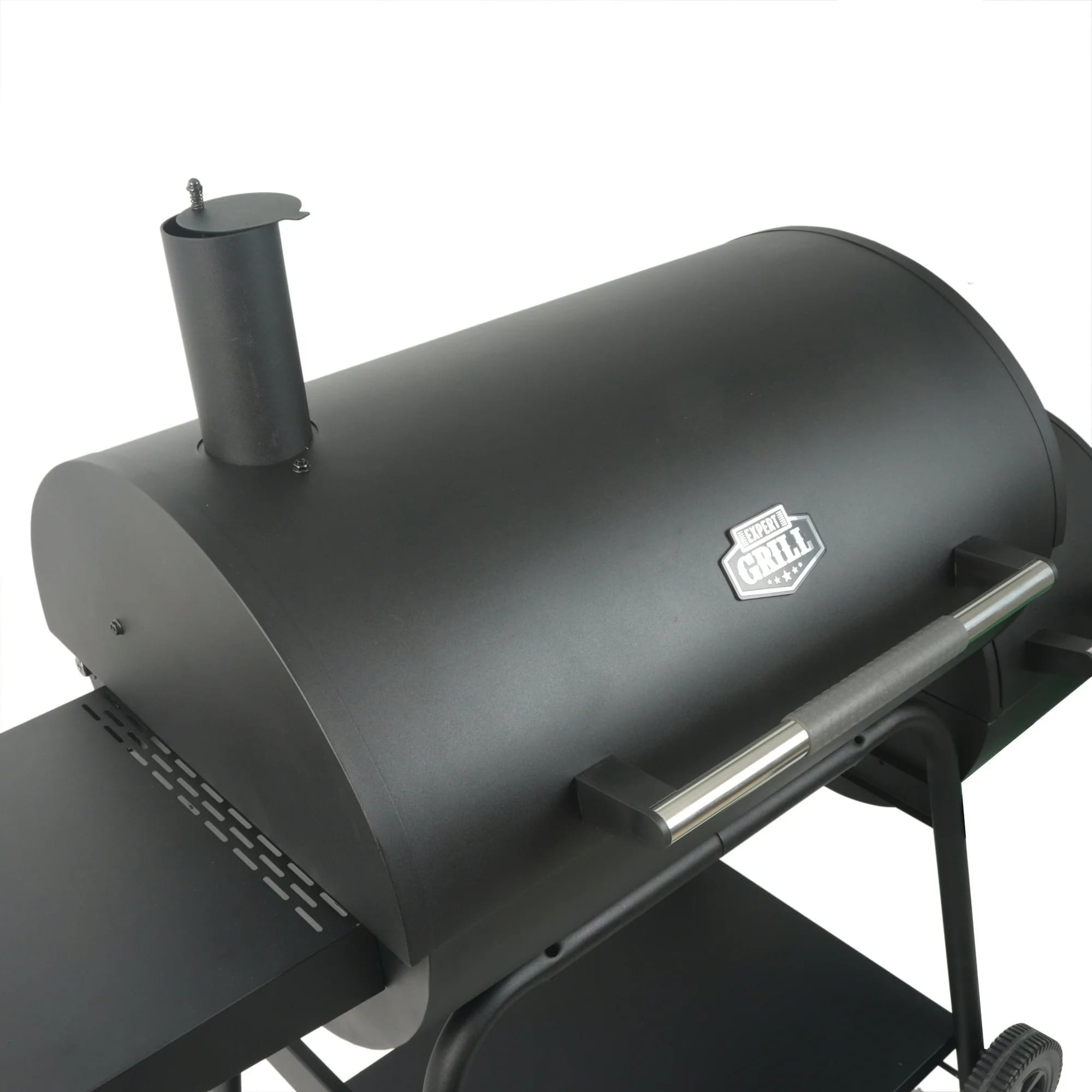 expert grill 28" offset steel charcoal smoker grill with side firebox, black