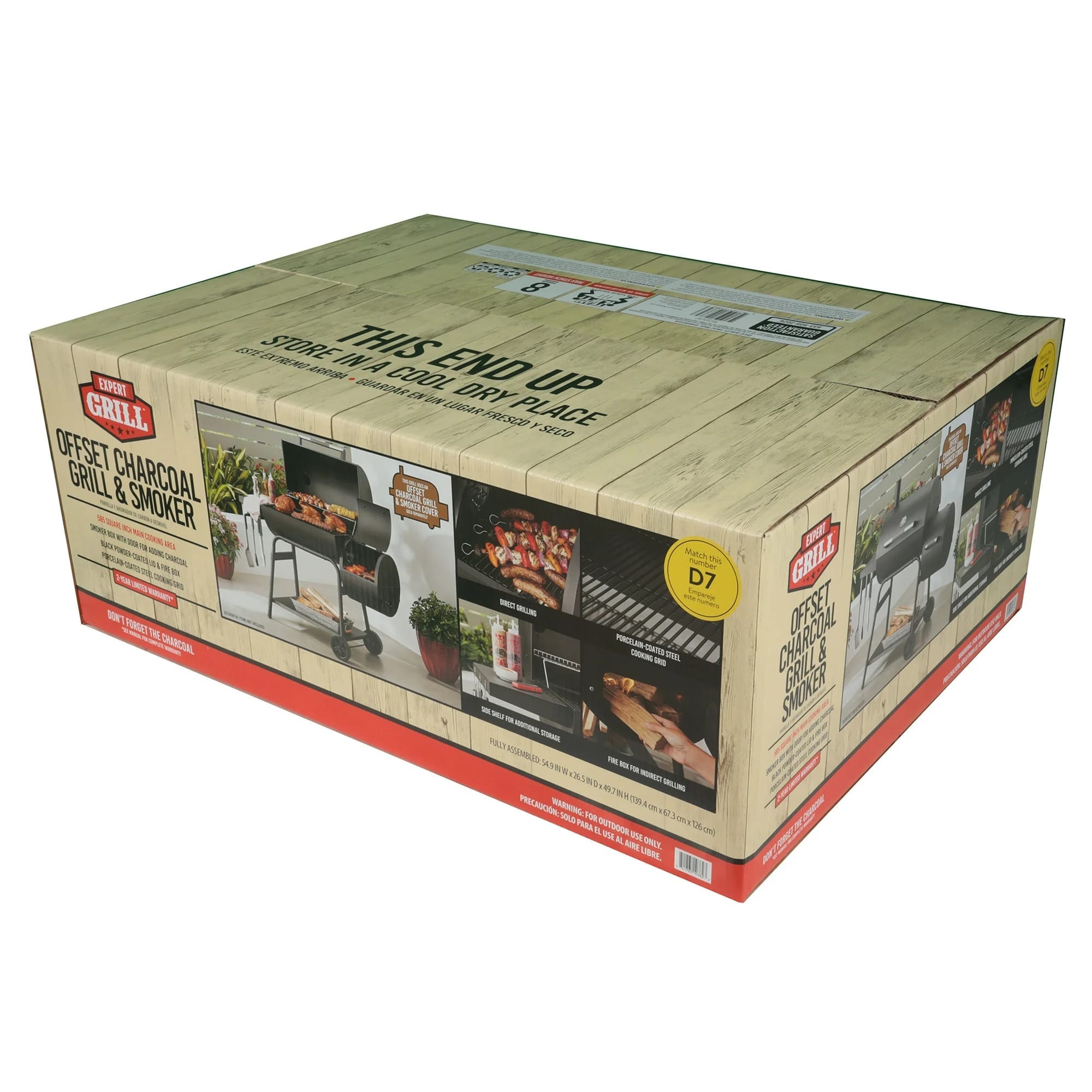 expert grill 28" offset steel charcoal smoker grill with side firebox, black