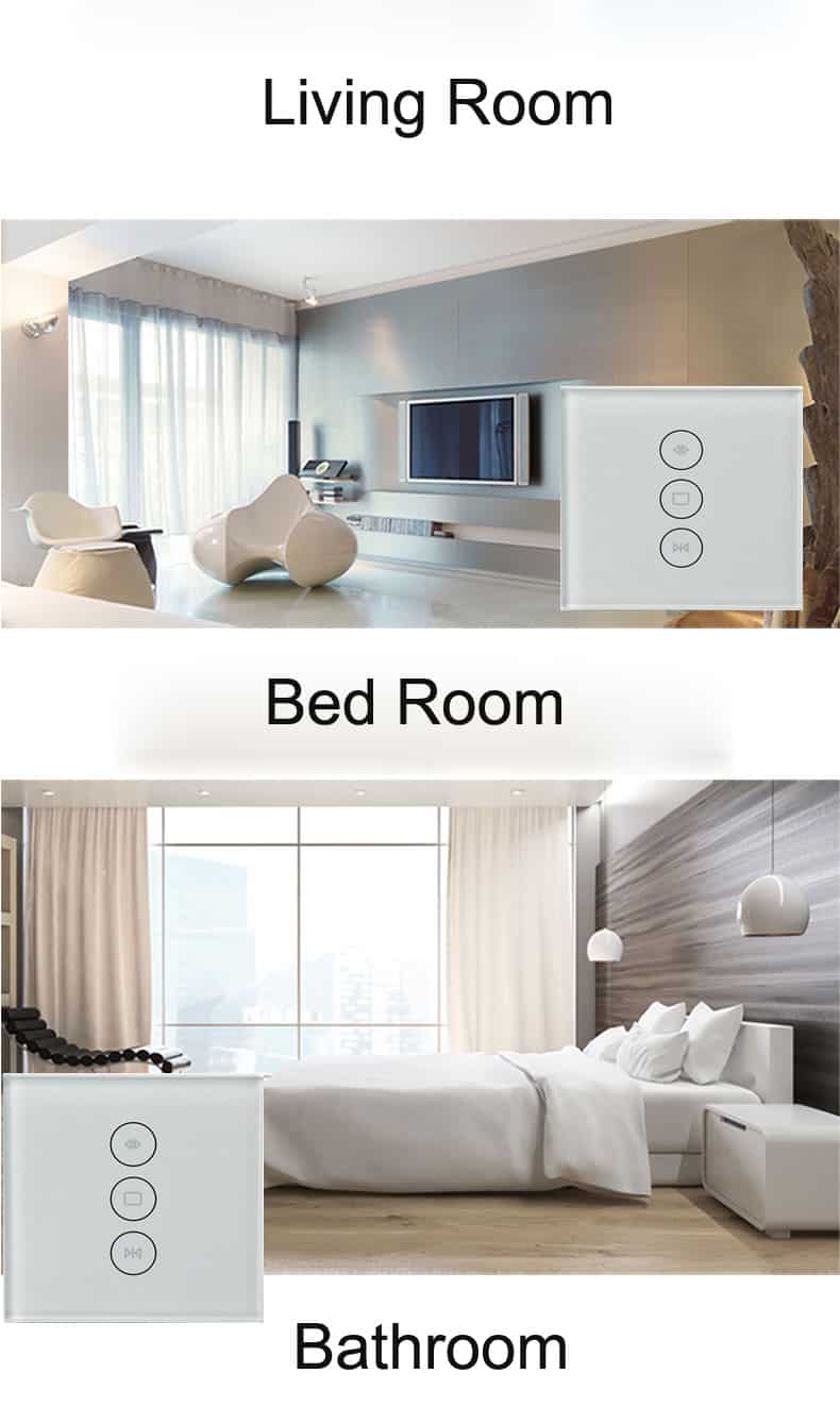 eu wifi smart touch curtain switch voice control by alexa and google phone control for electric curtain motor
