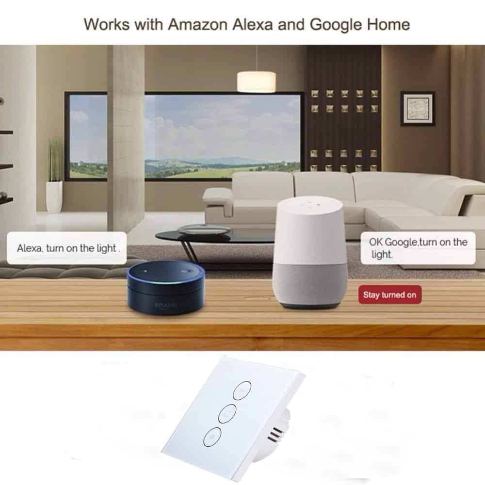 eu wifi smart touch curtain switch voice control by alexa and google phone control for electric curtain motor