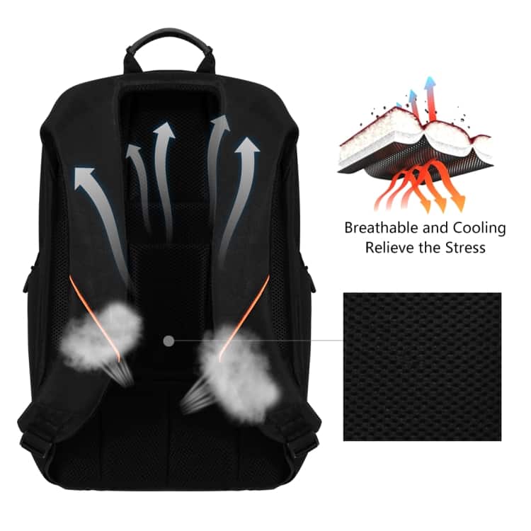 haweel multi function outdoor breathable comfortable casual backpack laptop bag with handle, external usb charging port & earphone port (black)