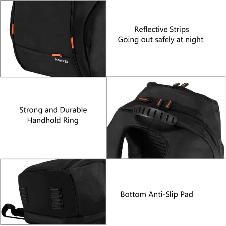 haweel multi function outdoor breathable comfortable casual backpack laptop bag with handle, external usb charging port & earphone port (black)