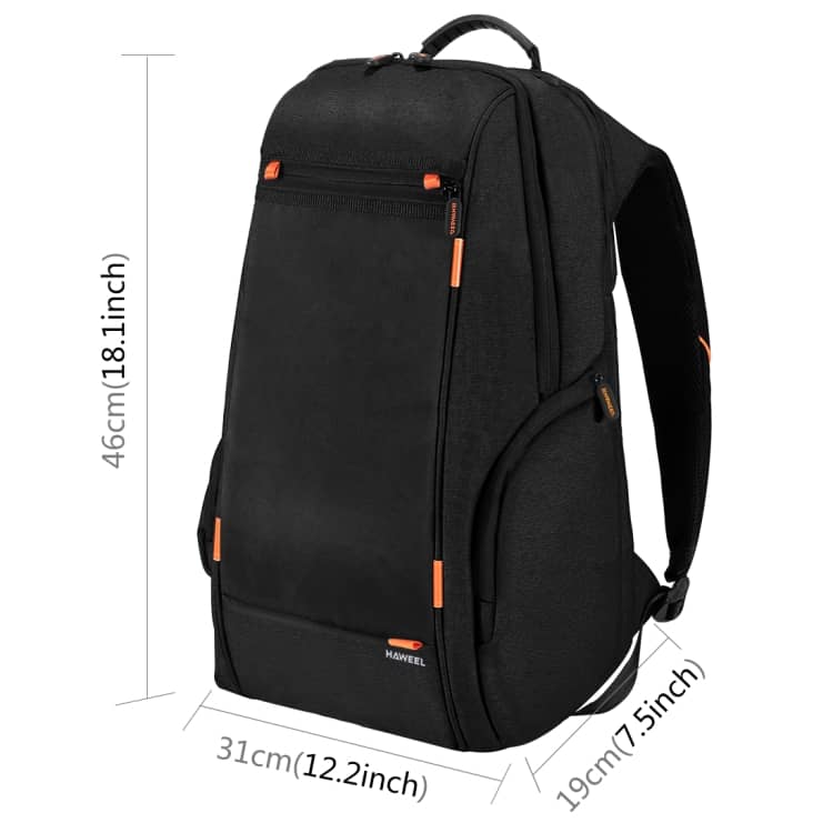 haweel multi function outdoor breathable comfortable casual backpack laptop bag with handle, external usb charging port & earphone port (black)