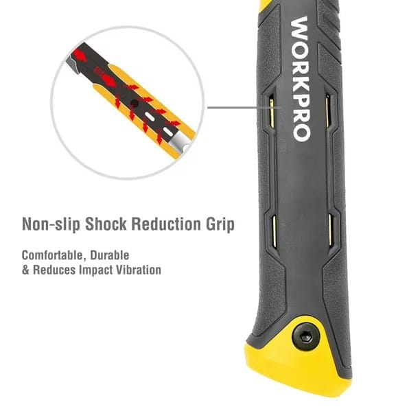 workpro 20 oz one piece forged claw hammer with anti shock handle