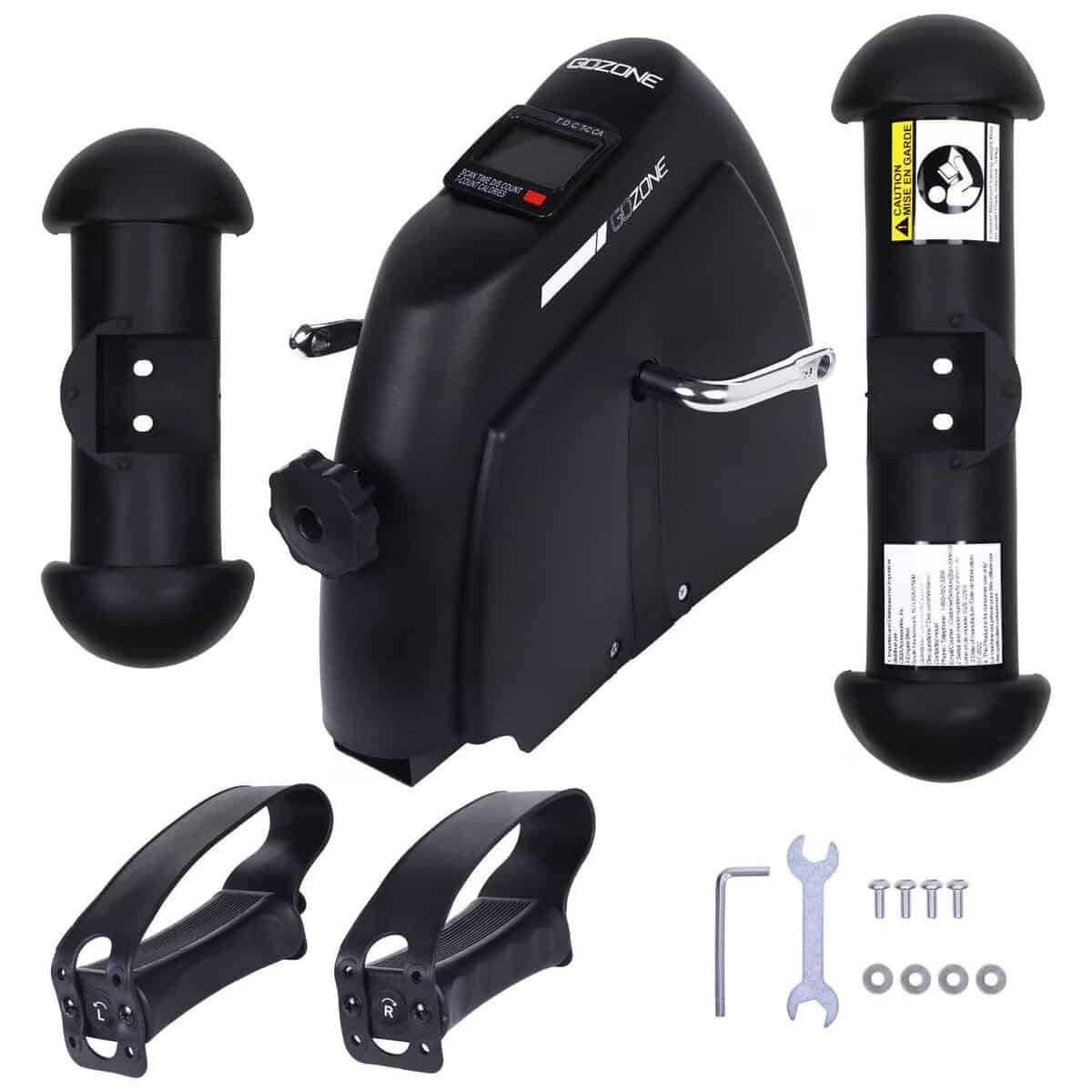 gozone portable mini pedal bike for under desk, black combo, digital workout tracker