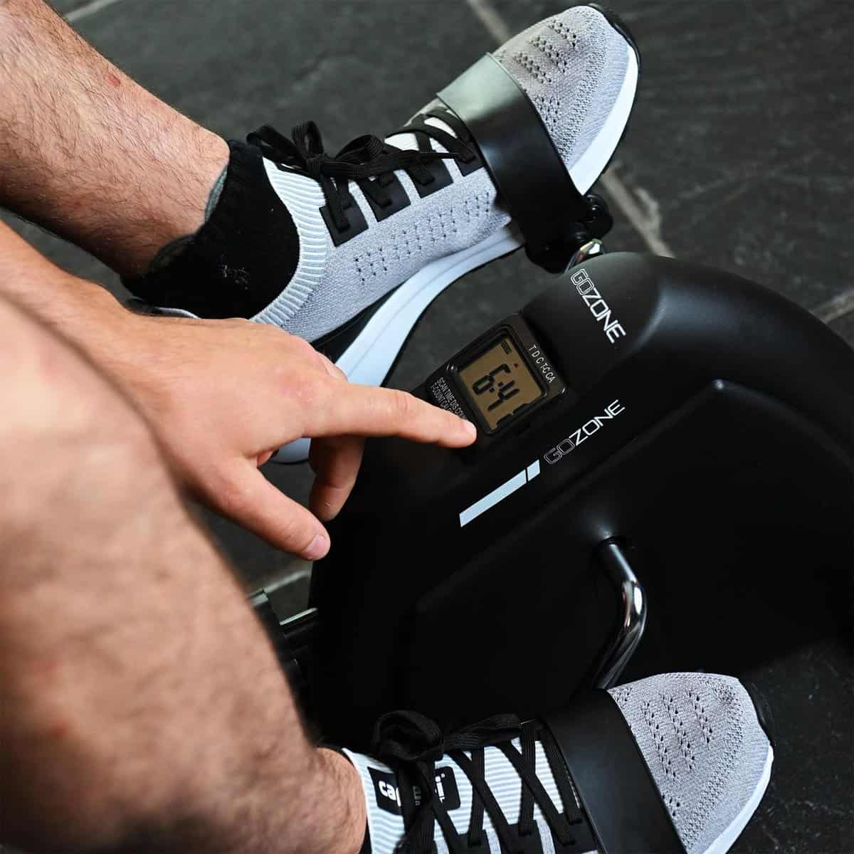 gozone portable mini pedal bike for under desk, black combo, digital workout tracker