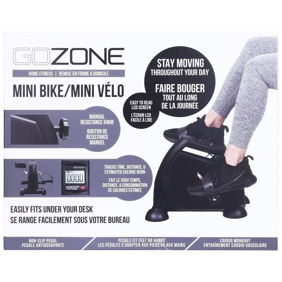 gozone portable mini pedal bike for under desk, black combo, digital workout tracker