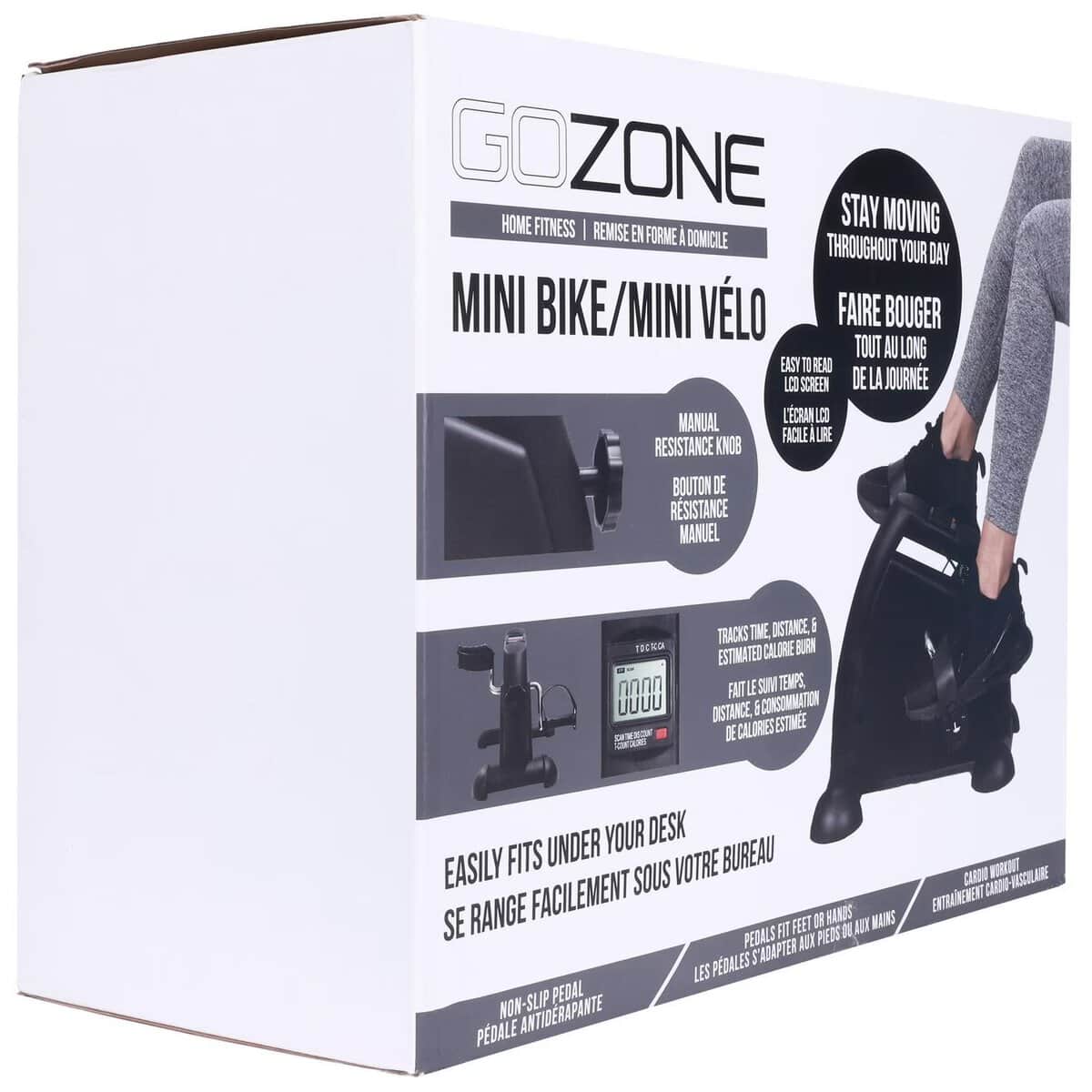gozone portable mini pedal bike for under desk, black combo, digital workout tracker