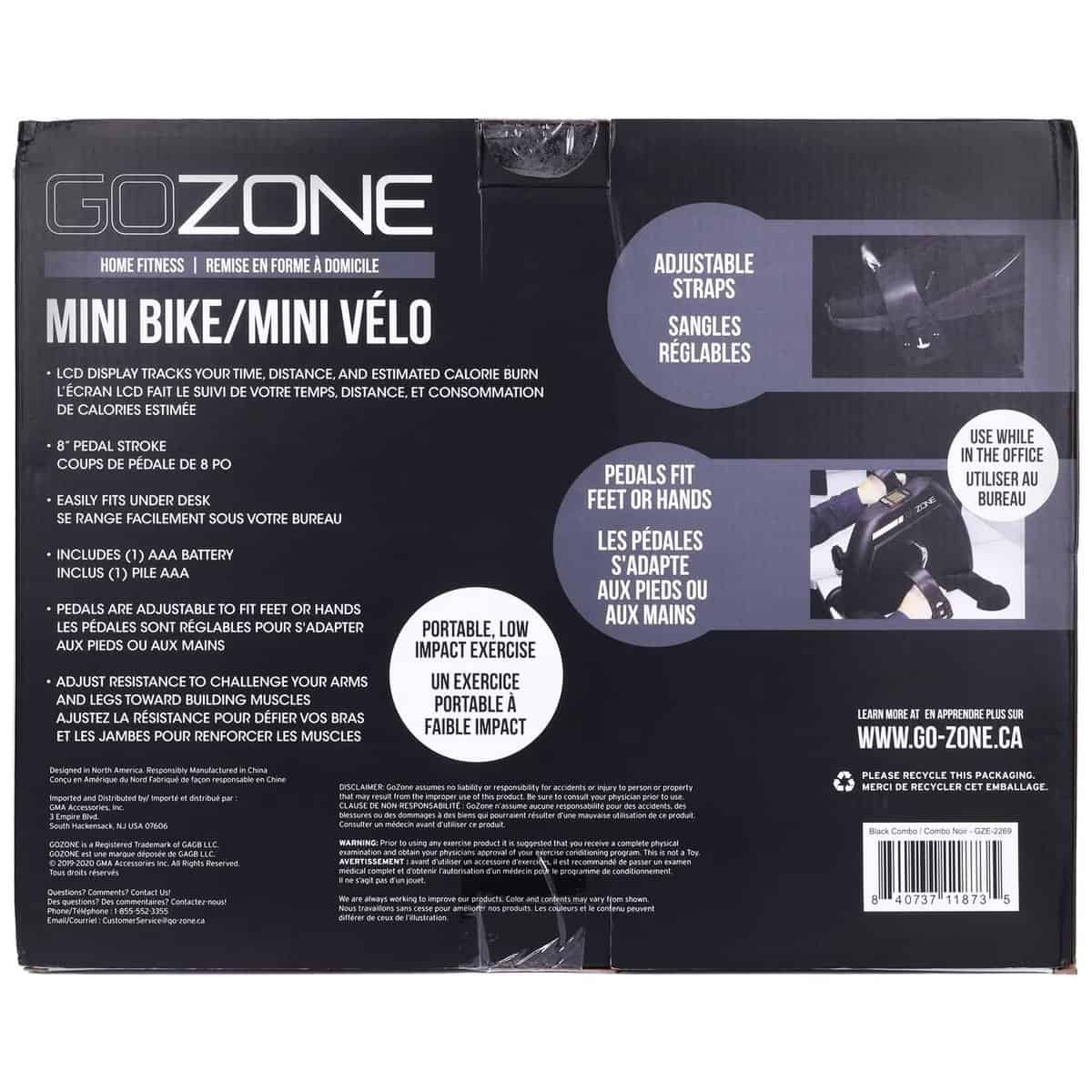 gozone portable mini pedal bike for under desk, black combo, digital workout tracker