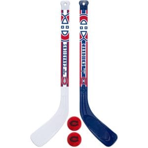 franklin sports nhl montreal canadiens mini hockey player stick set 2 stick and 2 ball set, mh player stick set