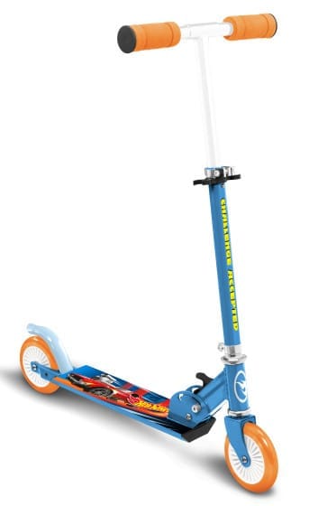 mattel hot wheels 2 wheel child scooter foldable foot brake blue