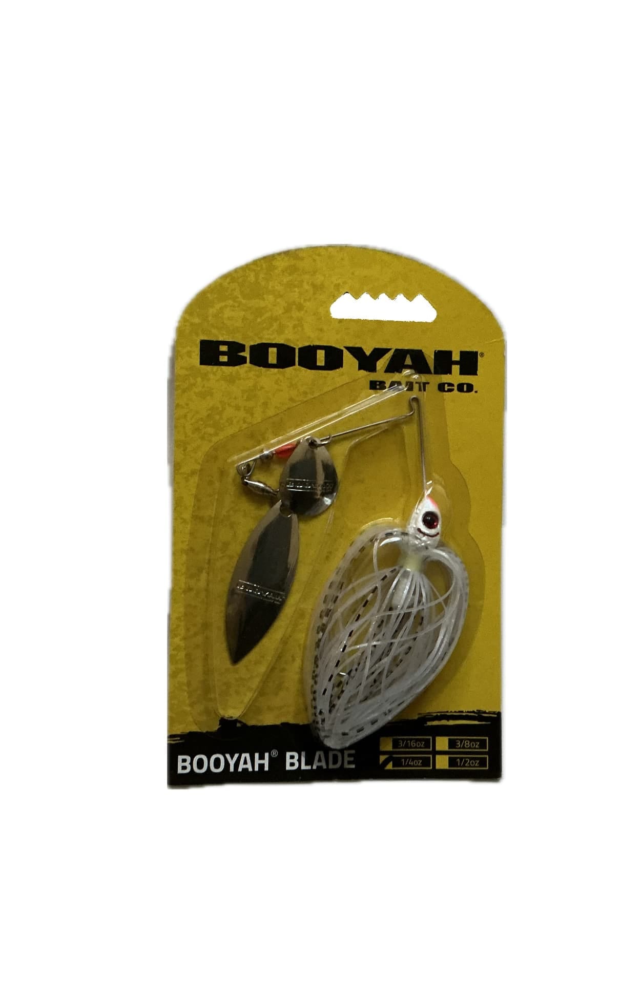 booyah 1/4 oz tandem blade spinner bait chartreuse whitt/ black