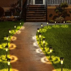 mainstays pathway lighting set | 8 solar powered led path & landscape lights