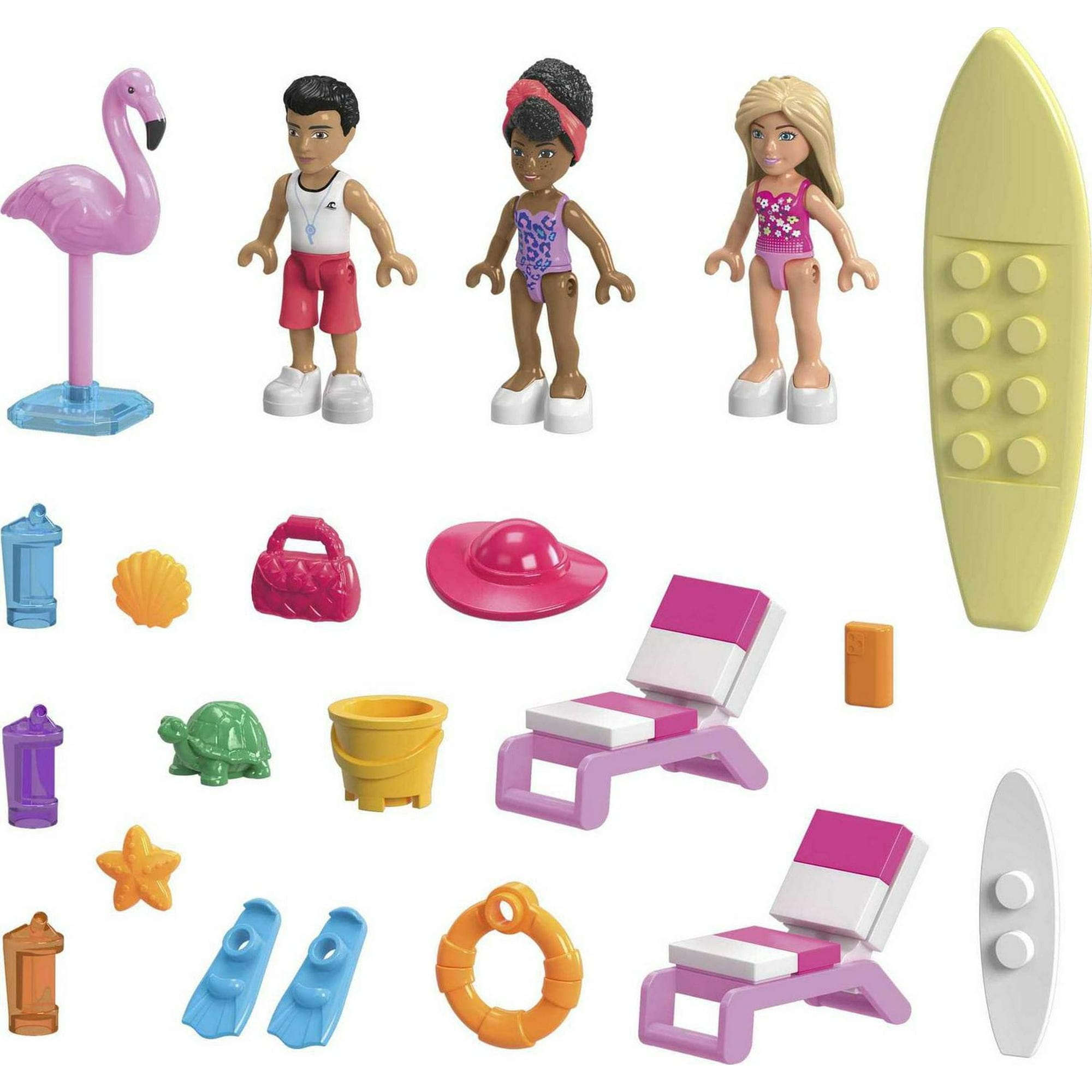 mega barbie malibu dream boat building kit playset with 3 micro dolls
