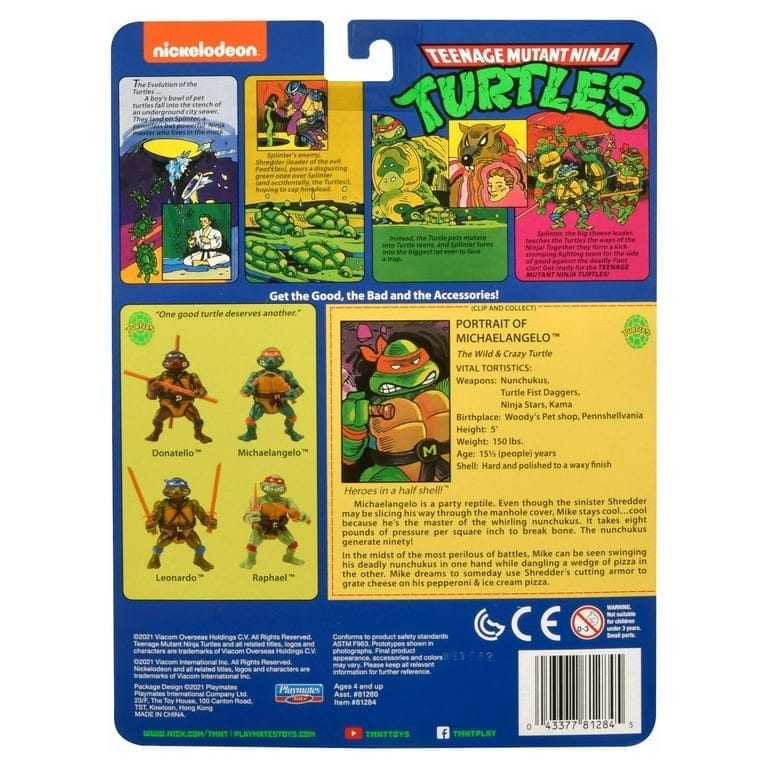 teenage mutant ninja turtles classic basic mikey action figure set, 3 pieces