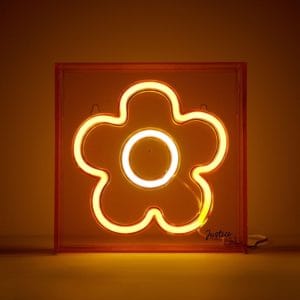 justice neon flower smile lamp, orange, justice neon flower lamp