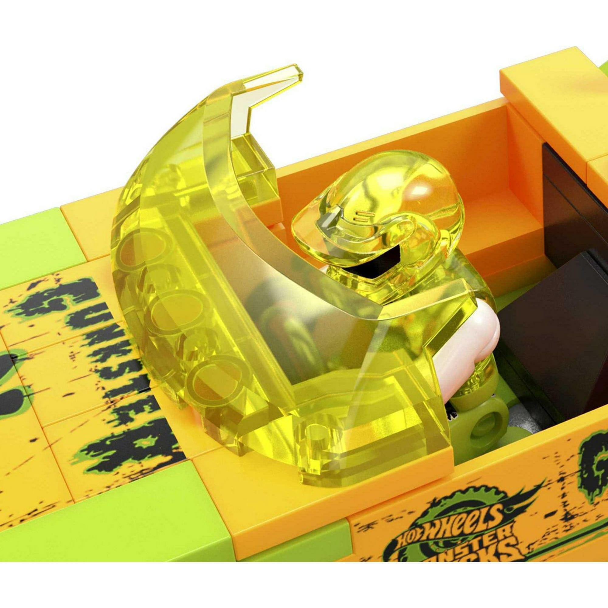 mega hot wheels smash & crash gunkster monster truck building toy with 1 figure