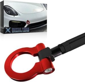 Sport Track Racing Style CNC Aluminum Screw-on Tow Hook Front Bumper Compatible with Porsche Panamera, Carrera 911 991 (Red)