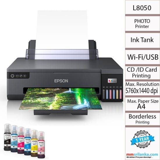 ecotank l8050 6 colour a4 photo printer wifi connected, with smart app connectivity black