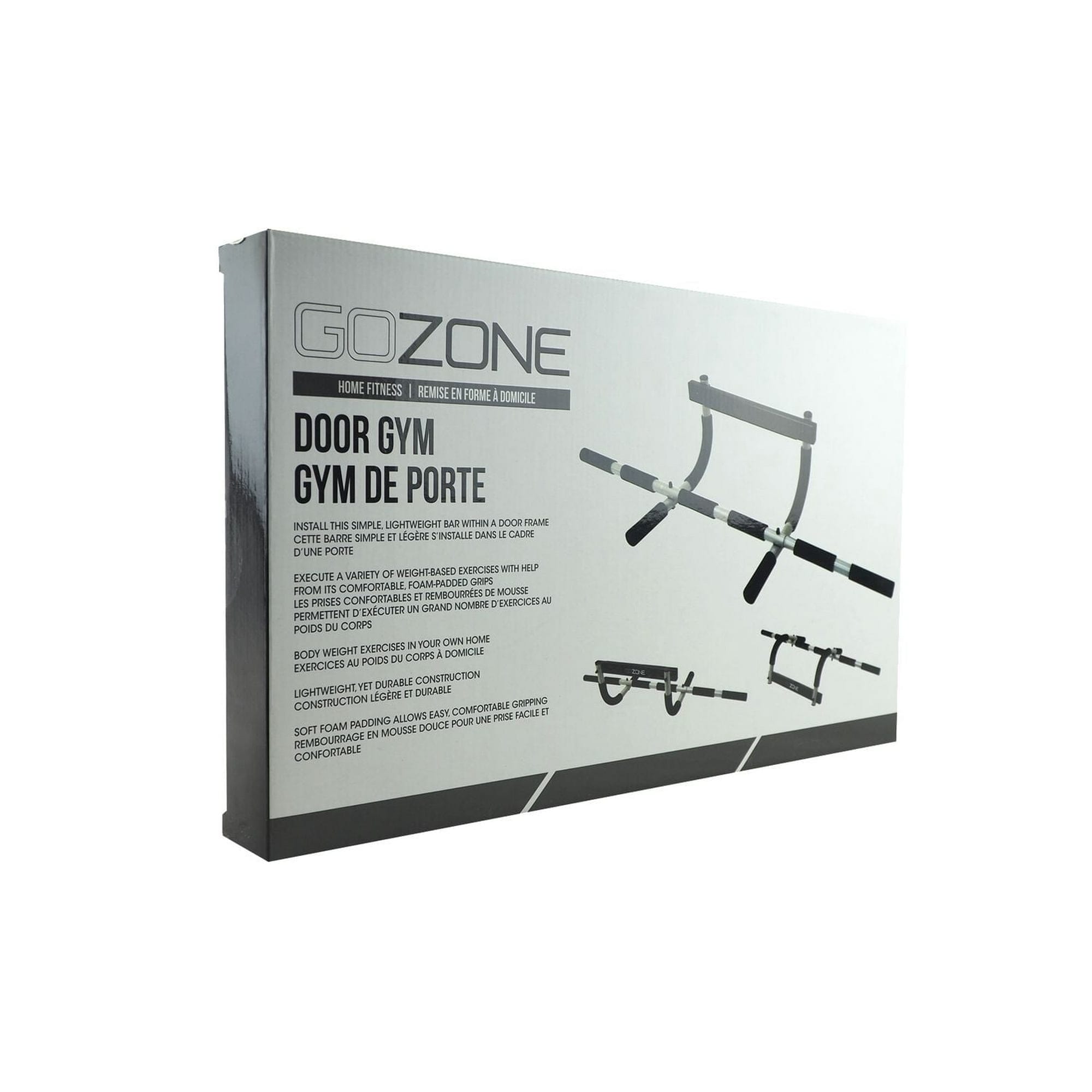 gozone door gym – black/silver, foam grip handles