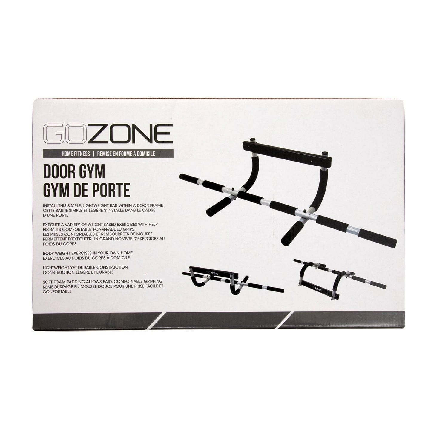 gozone door gym – black/silver, foam grip handles