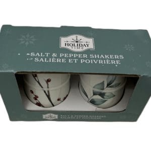 holiday time glazed ceramic salt & pepper shaker set