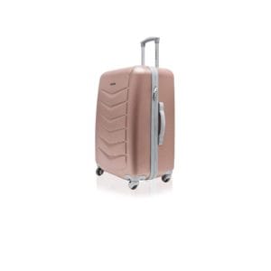 jetstream 18 inch hardside carry on luggage set rolling wheeled spinner travel lightweight abs suitcase, (rose gold chevron)