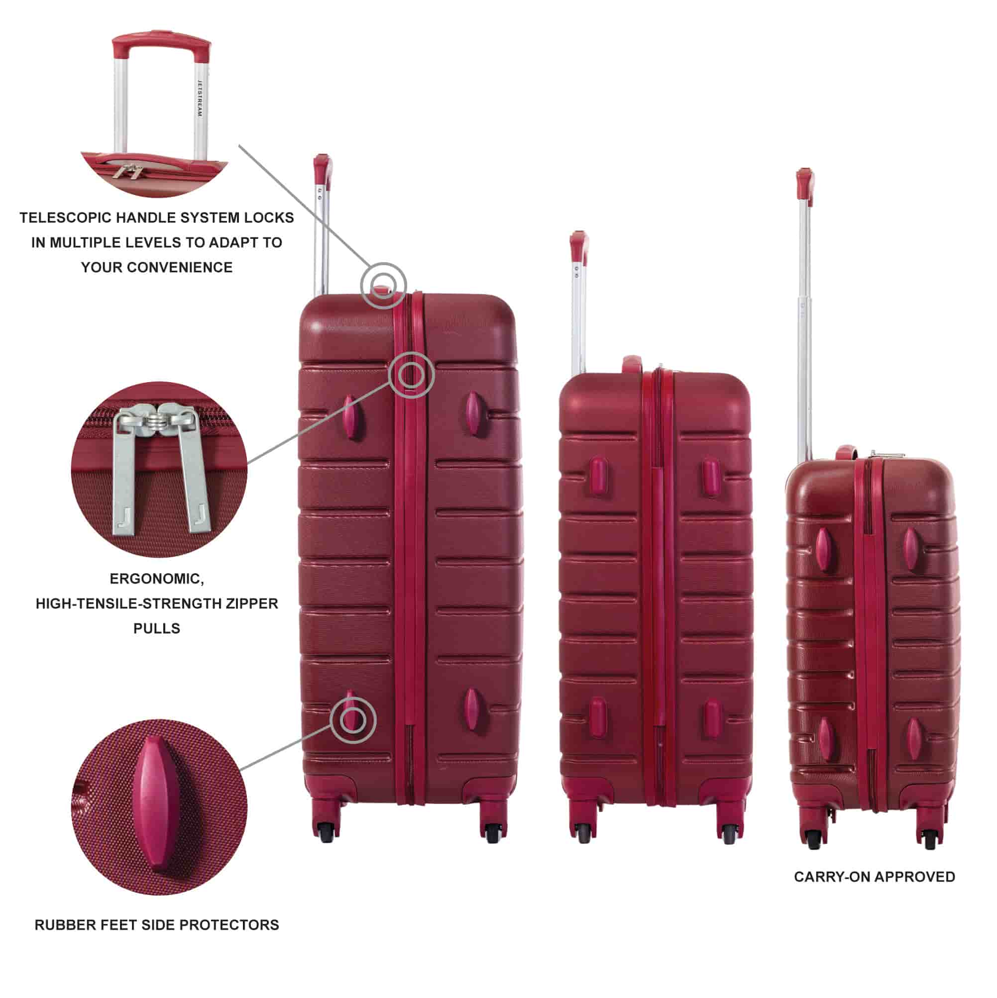 jetstream 28 inch 1pc. hardside spinner luggage, burgundry