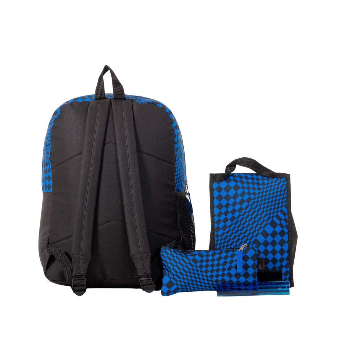 jetstream 4pcs full school day backpack set navy checkers