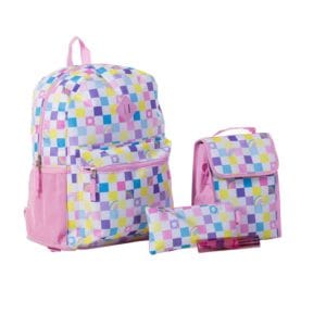 jetstream 4pcs full school day backpack set pastel checkers